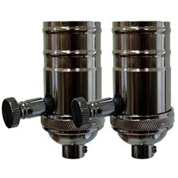 Royal Designs Vintage Full Range Dimmer Turn Knob Lamp Socket, Gun Metal, Set of 2