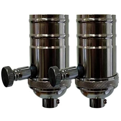 Royal Designs Vintage Full Range Dimmer Turn Knob Lamp Socket, Gun Metal, Set of 2