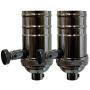 Royal Designs Vintage Full Range Dimmer Turn Knob Lamp Socket, Gun Metal, Set of 2