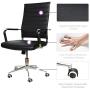 LUCKWIND Ergonomic Office Chair Ribbed Leather Swivel - Adjustable Height Tilt Arm Sleeves Lumbar Support High Back Upholstery Executive Modern Conference Computer Chrome Wheel Caster 350lb Big Black
