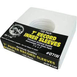 (100) Archival Quality Acid-Free Heavyweight Paper Inner Sleeves for 7'' Vinyl Records #07IW