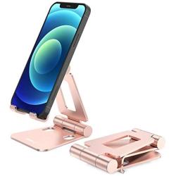 Nulaxy Phone Stand, Fully Foldable, Adjustable Desktop Phone Holder Cradle Dock - Rose Gold