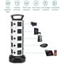 Power Strip Tower JACKYLED Surge Protector Electric Charging Station 3000W 13A 18 AC Outlets 4 USB Ports with 16AWG 6.5ft Heavy Duty Extension Cord for Home Office