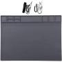 Anti Static Soldering Mat ESD Safe for Electronics, HPFIX ESD Mat Heat Resistant with ESD Wristband and Grounding Wire for Computer, iPhone iPad iMac,Laptop 15.9” x 12” Grey