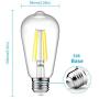 Dimmable Ascher Vintage LED Edison Bulbs, 6W, Equivalent 60W, Bright Daylight White 4000K, ST58 Antique LED Filament Bulbs, E26 Medium Base, Clear Glass, Pack of 4