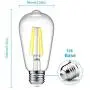 Dimmable Ascher Vintage LED Edison Bulbs, 6W, Equivalent 60W, Bright Daylight White 4000K, ST58 Antique LED Filament Bulbs, E26 Medium Base, Clear Glass, Pack of 6