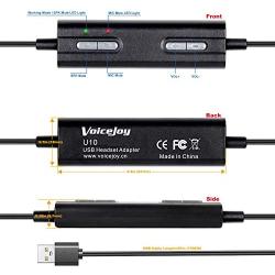 VoiceJoy Headset QD(Quick Disconnect) Connector to USB Adapter with Volume Adjuster, Mute for Speaker and Microphone Separately Compatible with Any Plantronics and VoiceJoy Headset QD Plug