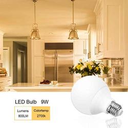 LOHAS LED G25 Globe Bulb 60W Equivalent, Bathroom Vanity Round LED Light Bulb 9W 800LM Warm White 2700K, E26 Base Make up Light, G25 Globe Light Bulbs Bathroom Kitchen for Decorative Light, 4 Pack