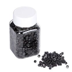 YESURPRISE 1000 Silicone Micro Link Rings 5mm Lined Beads for Hair Extensions Tool Dark Brown