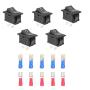 QTEATAK 5Pcs On/Off Boat Rocker Switch 5Pcs 2 Pin Position Snap 12V 110V 250V with 10Pcs Terminals
