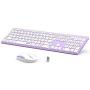 Wireless Keyboard and Mouse Combo, Jelly Comb KUT027 Wireless Keyboard and Mouse 2.4GHz Full Size Ultra-Thin Keyboard Mouse for Computer, Laptop, PC, Desktop, Windows 7, 8, 10 -White and Purple
