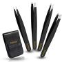 Tweezers Set, Teresa 4 Pack Professional Stainless Steel Tweezers for Women and Men, Precision Tweezers for Eyebrows Epilator Tools for Facial Hair, Ingrown Hair, Splinter, Blackhead and Tick Remover