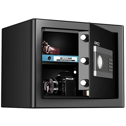 Azmkoo Security Home Safe Lock Box, Steel Safe Box, Black - 1.22 Cubic Feet