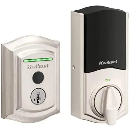 Kwikset Halo Touch Traditional Arched Wi-Fi Fingerprint Smart Lock No Hub Required featuring SmartKey Security in Satin Nickel (99590-001)