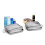 Patu Mesh Travel Toiletry Bag, Transparent Standing Pouch, Portable Shaving Washing Kits Organizer, Personal Care Trip Case, Pack of 2 (Size S), Gray