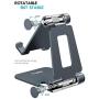 Nulaxy Phone Stand, Fully Foldable, Adjustable Desktop Phone Holder Cradle Dock - Grey
