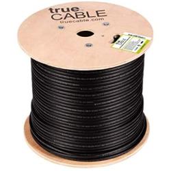 trueCABLE Cat6 Outdoor W/Messenger, Shielded FTP, 1000ft, UV, Aerial, CMX, Black, 23AWG Solid Bare Copper, 550MHz, ETL Listed, Bulk Ethernet Cable