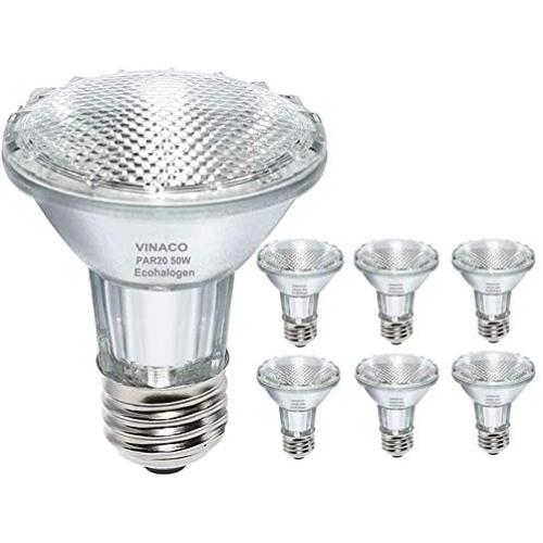 Par20 Bulbs, 6 Pack 120V 50W Par20 Flood Light Bulbs, E26 Medium Base Long Lasting Life High Output Par20 50W Halogen Bulb -Warm Light