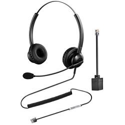 Oppetec Telephone Heaset RJ9 Plug Office Headset with Noise Cancelling Microphone Work for IP Phones Avaya Polycom NEC etc
