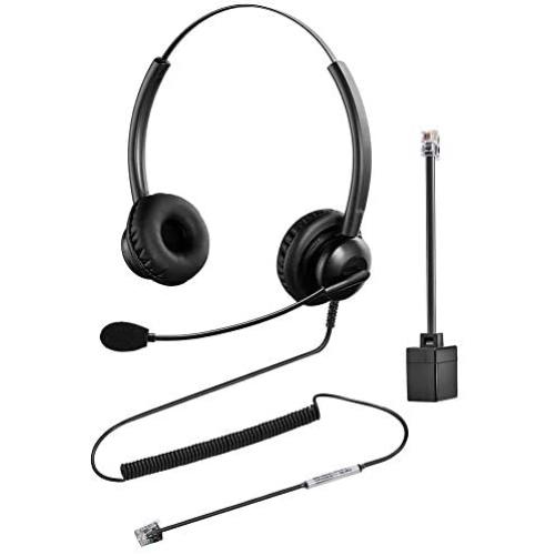 Oppetec Telephone Heaset RJ9 Plug Office Headset with Noise Cancelling Microphone Work for IP Phones Avaya Polycom NEC etc