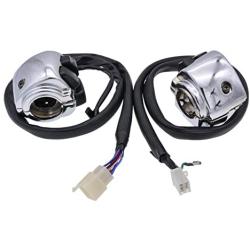 KATUR Waterproof Motorcycle 1'' 25mm Silver Handlebar Control Switch with Wire for 1996-2012 Harley Softail, Dyna, Sportster 883, Sportster 1200, V-Rod