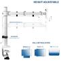 VIVO White Single 13 to 27 inch LCD Monitor Desk Mount Stand, Fully Adjustable, Tilt, Articulating, Holds 1 Screen with VESA up to 100x100mm STAND-V001W