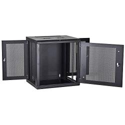 KENUCO Wall Mount Rack Cabinet Enclosure | Fully Assembled | Vented Door | Adjustable mounting Rails | Cold Rolled Steel | RACK-09 | (23.6 x 19.7, 6U)