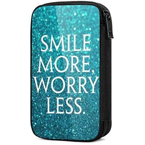 Hxuedan Roman Atwood Smile More Data Cable Storage Bag Portable and independently Designed Storage Box, Suitable for Outdoor Travel to Place Data Cable Electronic Products, etc.