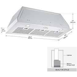 Ancona Inserta Plus Built-In Range Hood, 36-Inch, Stainless Steel - AN-1364