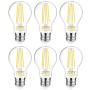 Ascher Dimmable E26 LED Filament Light Bulbs, 60 Watt Equivalent, Dimmable E26 LED Filament Light Bulbs, Daylight White 4000K, Classic Clear Glass, A19 LED Light Bulb, 6 Pack