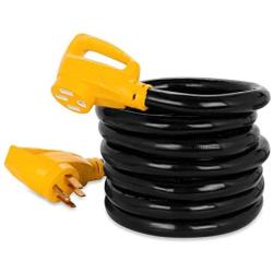 Camco 15 PowerGrip Heavy-Duty Outdoor 50-Amp Extension Cord for RV and Auto | Allows for Additional Length to Reach Distant Power Outlets | Built to Last (55194)