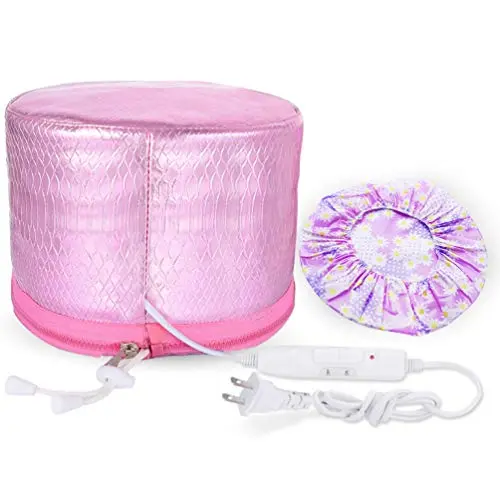 Upgrade Heating Cap for Hair Spa Beauty Steamer Nourishing Hat Hair Thermal Treatment Cap with 2 Mode Temperature Control, Bright Pink