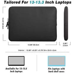 MoKo 13-13.3 Inch Laptop Sleeve Bag Fits MacBook Air 13-inch Retina 2020-2016, MacBook Pro 13'', Surface Book/Surface Laptop 13.5'', Waterproof PU Leather Protective Case - Black
