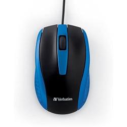 Verbatim Optical Mouse - Wired with USB Accessibility - Mac & PC Compatible - Blue - 99743