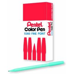 Pentel Arts Color Pen, Baby Blue, Box of 12 (S360-136)
