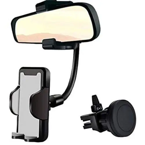 MAOBLOG Car Phone Mount Rearview Mirror Air Vent Holder 2 Pieces Clip and Magnetic Free Combination Multifunctional Mount for iPhone 12/11/X Max/XR/X/8,Samsung Galaxy S10/S9/S8/S7 and All Phone (Gray)