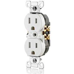 Leviton T5320-W Straight Blade Tamper Resistant Duplex Receptacle, 125 V, 15 A, 2 Pole, 3 Wire, 1 Pack, White