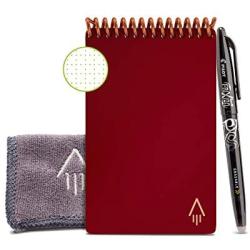 Rocketbook Smart Reusable Notebook - Dot-Grid Eco-Friendly Notebook with 1 Pilot Frixion Pen & 1 Microfiber Cloth Included - Scarlet Sky Cover, Mini Size (3.5'' x 5.5'') (EVR-M-K-CME)