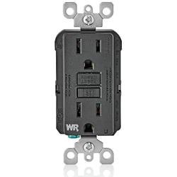 Leviton GFWR1-E Self-Test SmartlockPro Slim GFCI Weather-Resistant Receptacle with LED Indicator, 15 Amp, Black