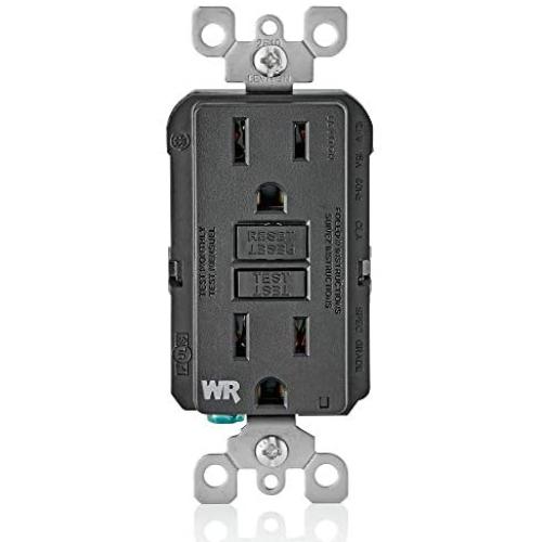 Leviton GFWR1-E Self-Test SmartlockPro Slim GFCI Weather-Resistant Receptacle with LED Indicator, 15 Amp, Black