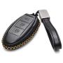 Vitodeco Leather Smart Key Fob Case Cover for 2020 Nissan Versa, Sentra, Altima, Maxima, Rogue, 2020 Infiniti Q50, Q60, QX50, QX60, QX80 and More Models (3 Buttons, Black)