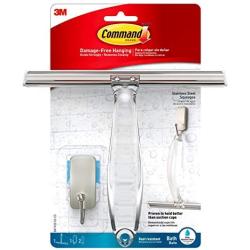 Command Bath Shower Squeegee and Hook With Water-Resistant Adhesive, Holds 1 lb, 1 Squeegee, 1 Hook, 2 Strips, BATH32-SS-ES