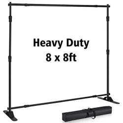 T-SIGN 8x8 ft Backdrop Banner Stand Large Heavy Duty Professional Telescopic Step and Repeat, Trade Show Photo Booth Background, Carry Bag