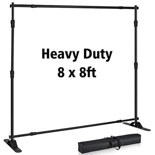 T-SIGN 8x8 ft Backdrop Banner Stand Large Heavy Duty Professional Telescopic Step and Repeat, Trade Show Photo Booth Background, Carry Bag