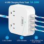 Power Strip with USB, Bototek Desktop Charging Station 2 Widely Spaced Outlets with 4 USB Ports(5V/7A, 35W) 4 ft Extension Cord for Ship Travel Multi Plug Extender