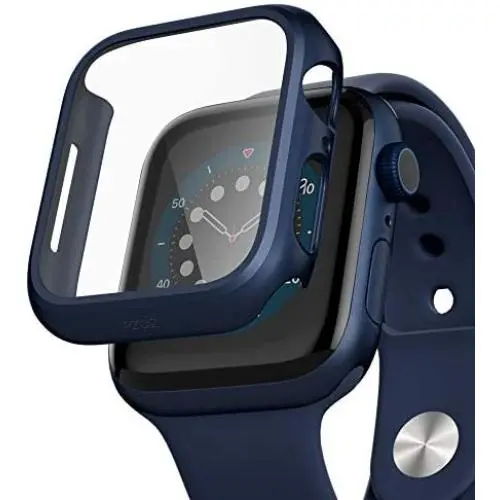 pzoz Compatible for Apple Watch Series 6/5 /4 /SE 44mm Case with Screen Protector Accessories Slim Guard Thin Bumper Full Coverage Matte Hard Cover Defense Edge for Women Men GPS iWatch (Blue)