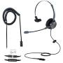 Emaiker Wired Telephone Deskphone Headset Mono Landline Headphone with Noise Canceling Microphone & RJ9 QD Cord Work for Avaya Aastra Alcatel Lucent AltiGen Comdial Digium Gigaset InterTel Fanvil,LG