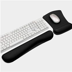 Keyboard Wrist Rest Pad Ergonomic Mouse Pad Set, ToLuLu Cute Mouse Pad for Computer Laptop, Non Slip Mousepad Keyboard Wrist Support with Raised Memory Foam for Easy Typing Pain Relief, Plain Black