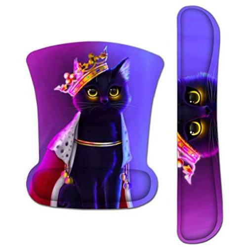 ToLuLu Keyboard Mouse Pad Wrist Rest Set, Gel Ergonomic Mouse Pads Wrist Support for Computer Laptop Home Office, Mousepad Keyboard Wrist Support Memory Foam for Easy Typing Pain Relief, Cat Princess
