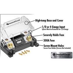 InstallGear 0/2/4 Gauge AWG in-Line ANL Fuse Holder with 300 Amp Fuse